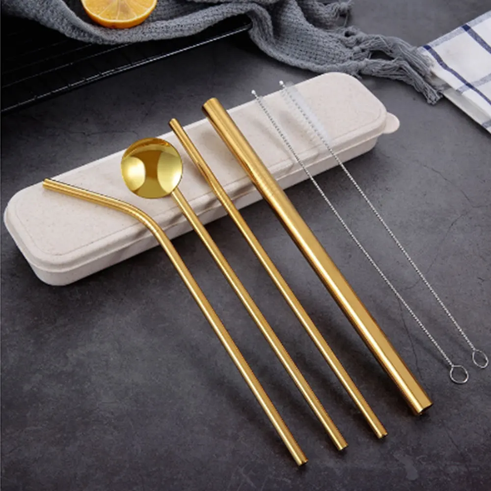 Соломка из нержавеющей стали 2 щетки для чистки подставка для вина прямой Металлический Набор соломинок модные 3 набор соломинок очиститель многоразовая кисть