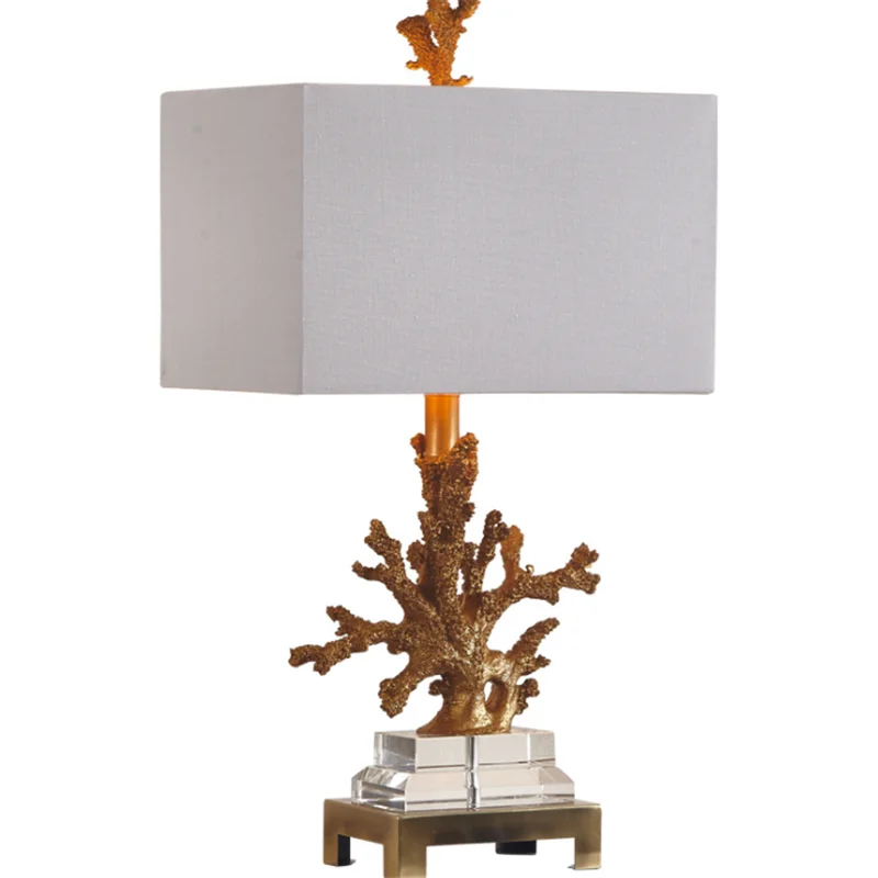 

Country Coral Dimmer Table Lamp Luxurious Creative Fashion Foyer Hall Hotel Entrance Post-Modern Desk Decor Light D114