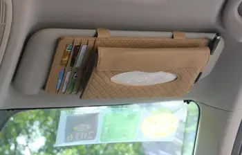 

Leather Credit Card CD DVD Phone Holder Glasses Sun Visor Holder Storage Tissue Box Cover Case Organizer Wallet Clip