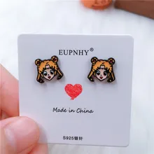 EUPNHY 1 пара Сейлор Мун Аниме серьги гвоздики пирсинг мультфильм уха шпильки для женщин девушки ювелирные изделия