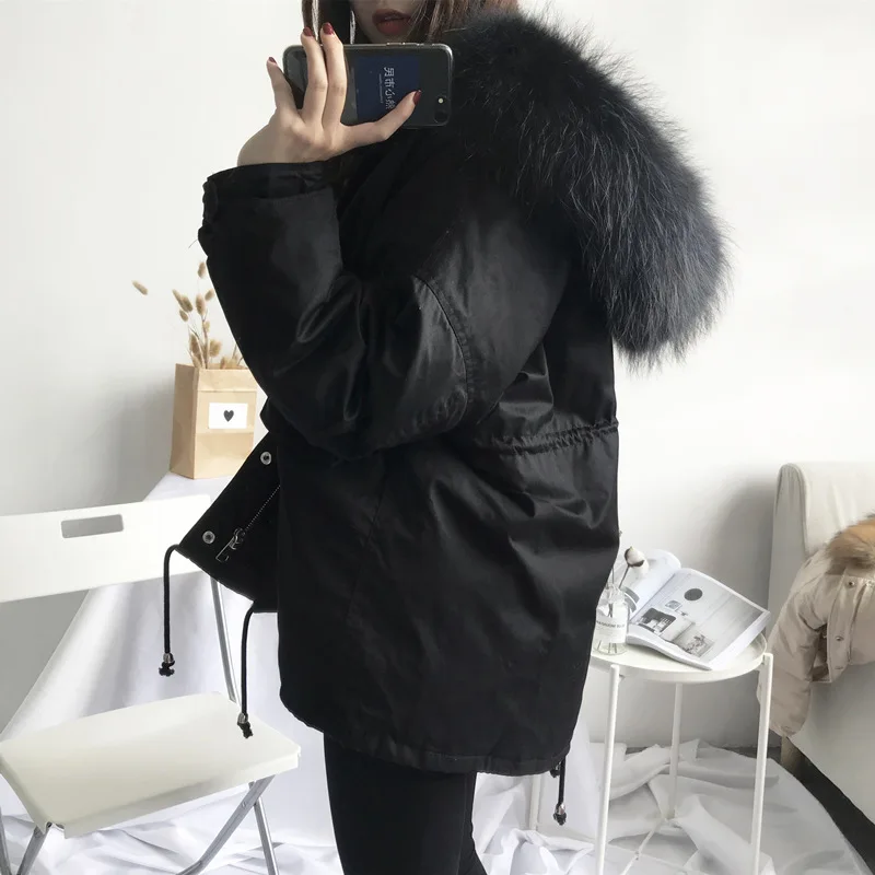 LALYSSE зимние куртки и короткие пальто женские парки с капюшоном стеганая Тёплая куртка Верхняя одежда большой воротник из искусственного меха chaqueta mujer