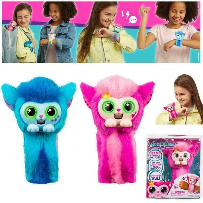 

Little Live Pets Wrapples Princeza Skyo Slap Band Toy Electric Animal Live Plush Doll for Kids Toddler Kids Christmas Gift