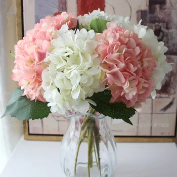 

Artificial Flowers High Quality In Vase Fake Flowers Bouquet Wedding Hydrangea Flores Artificiais Rosas Large Artificial Flowers