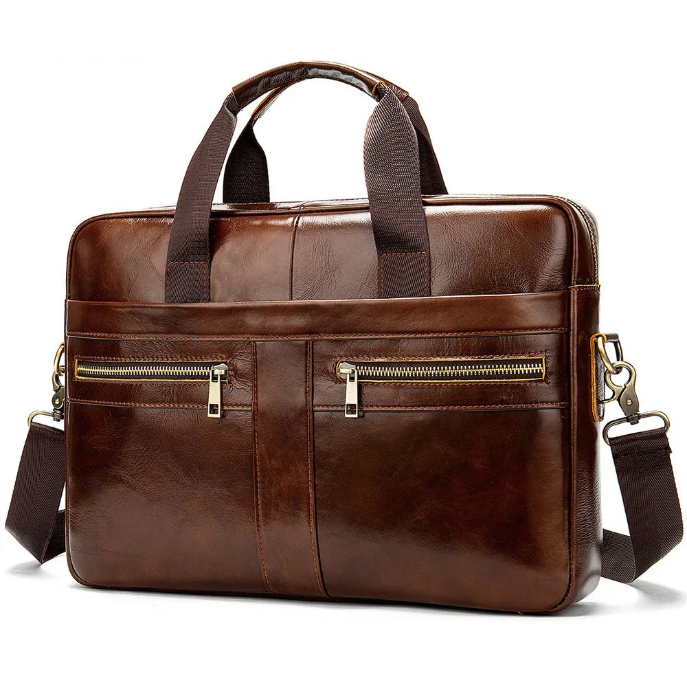 

Business A4 Briefcase Multifunction First Layer Cowhide Men Notebook Handbags Genuine Leather Horizontal Shoulder Messenger Bag