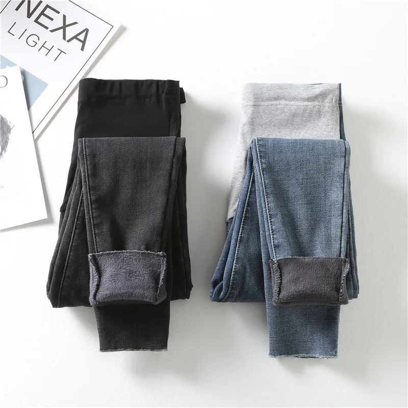 

Fdfklak Solid High Waist Jeans For Pregnant Women Maternity Pregnancy Straight Trousers Autumn Winter The Pants Elastic