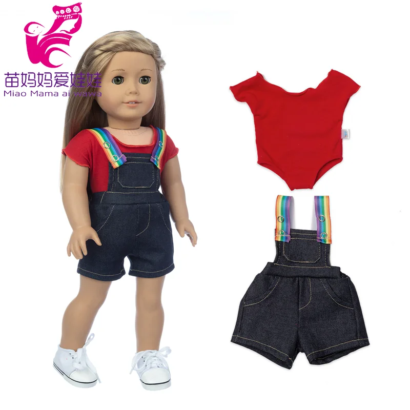 OUR GENERATION AMERICAN GIRL DENIM SHORT DUNGAREES & HAT SET CLOTHES 18INCH DOLL 