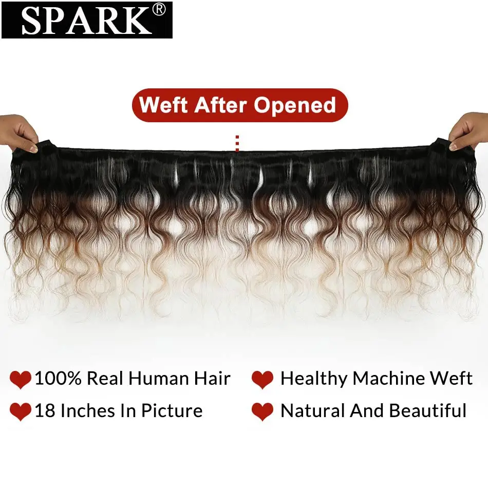 Spark Ombre бразильские волосы человеческие объемная волна 1/3/4 пучка для наращивания