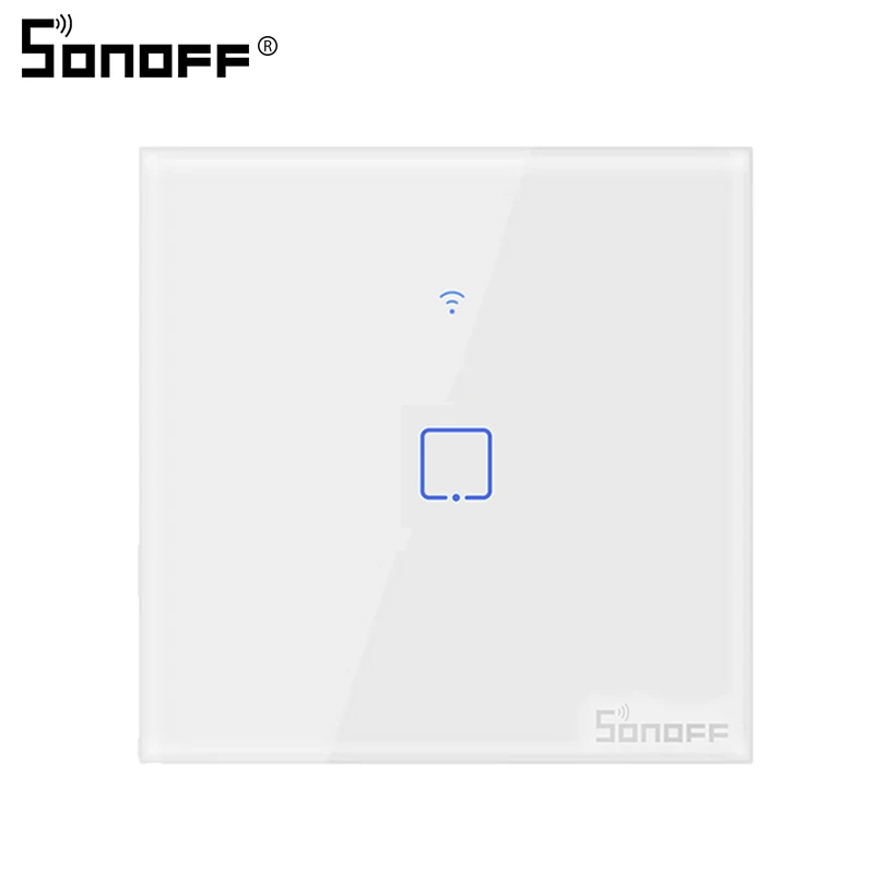 SONOFF сенсорный настенный переключатель EU/US Wifi 1 банда Сенсорная панель eWelink пульт дистанционного управления Модуль Автоматизации умного дома Alexa Google Home - Комплект: T0 EU 1C