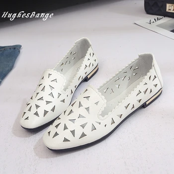 

shoes woman comfortable 2020 summer new Little white shallow mouth wild Autumn casual hole Hollow sequins Flat Heel Breathable