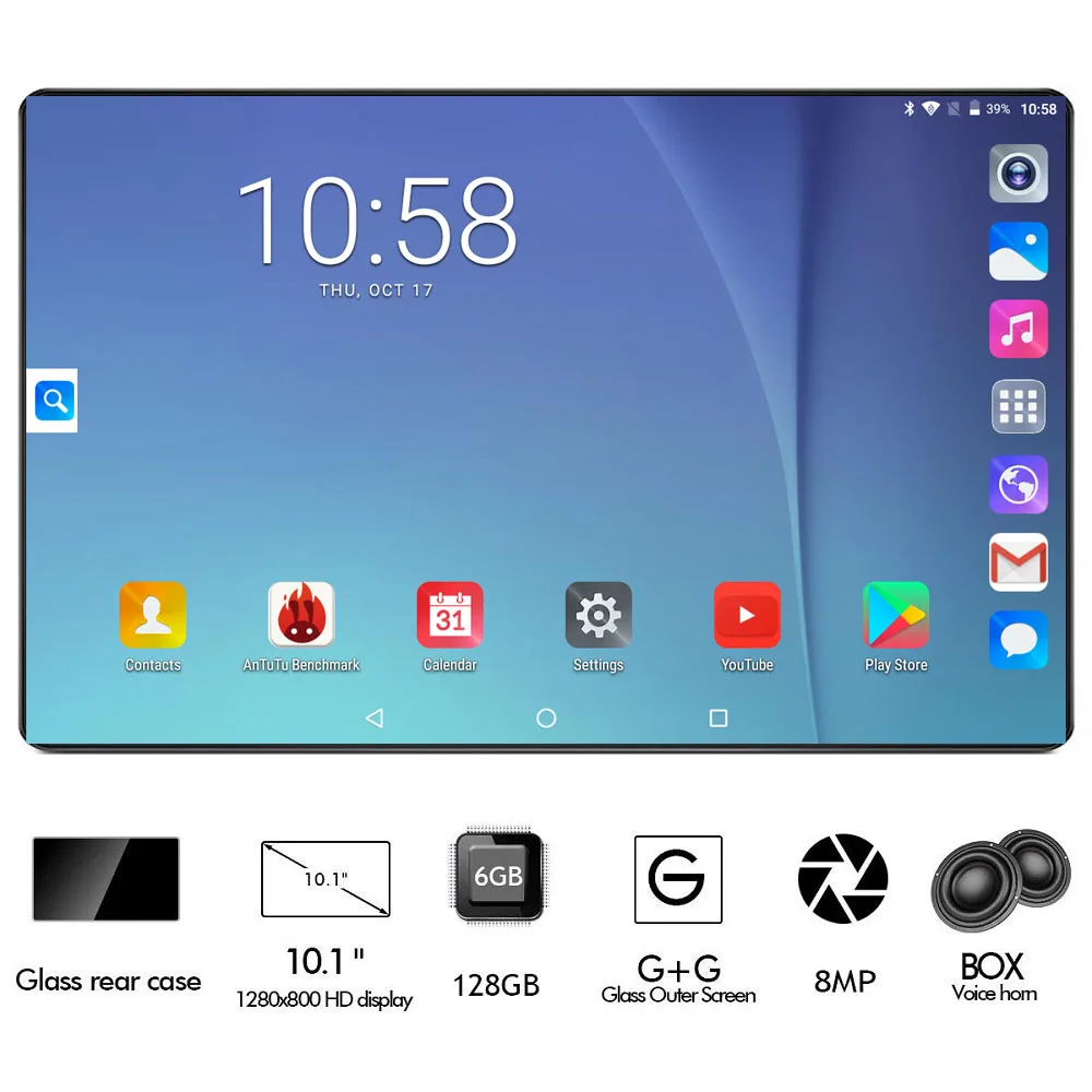 

Super 10 inch Octa Core Tablet 6GB RAM 128GB ROM 3G 4G FDD LTE 1280*800 Dual Cameras 8.0MP Android 9.0 OS Tablet Pad 10 10.1