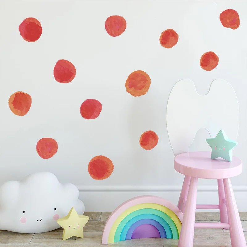 Red Irregular Dots Wall Sticker Bedroom Baby Kids Room Wallpaper Living