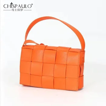 

KnittingWomen Bag Gennine Leather Women Messenger bags Vintage Shoulder Bags Patchwork Women Hobos Bag 2020 New Tote Bags bolsa