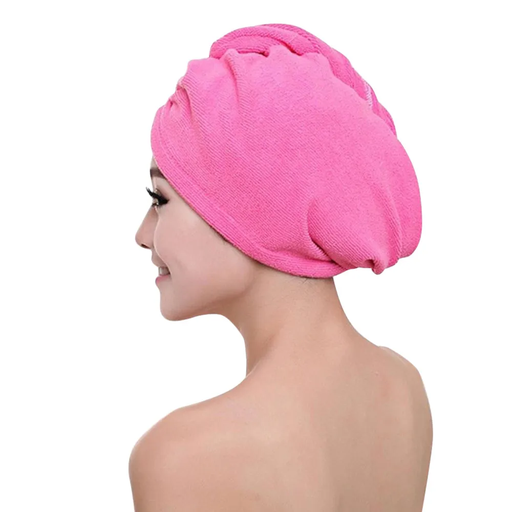 Hot Pink Шапочка для ванной 2019TOP шапочка для душа из микрофибры, банное полотенце для волос, сухая шапка, кепка для быстрого высыхания, Женский банный инструмент, новинка g90905 - Цвет: Hot Pink
