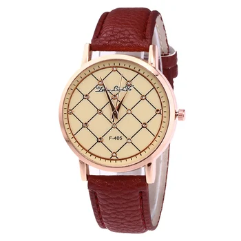

Women Quartz Watch Casual Watches Plaid Round Dial Faux Leather Strap Fashion Accessories LXH