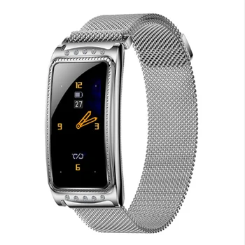 

F28 Smart Bracelet Female Fashion Bracelet Watch Heart Rate Blood Pressure Monitoring Female Physiological Cycle Reminder (Silve