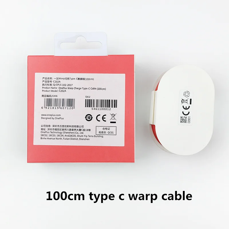1m warp box Кабель для зарядного устройства oneplus 7 Pro, 100/150 см, 5 В, 6А, USB type c, кабель для быстрой зарядки для oneplus 3, 3Т, 5, 5Т, 6, 6Т, мобильного телефона - Цвет: 1m warp box