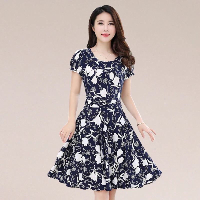

Printed Dress Sundress Casual Holiday Round neck Short sleeve Floral Summer Women's Ladies