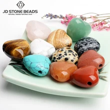 2 шт./лот бусины в форме сердца для изготовления ювелирных изделий Бусы из натурального камня с большим отверстием DIY Женское Ожерелье Браслеты