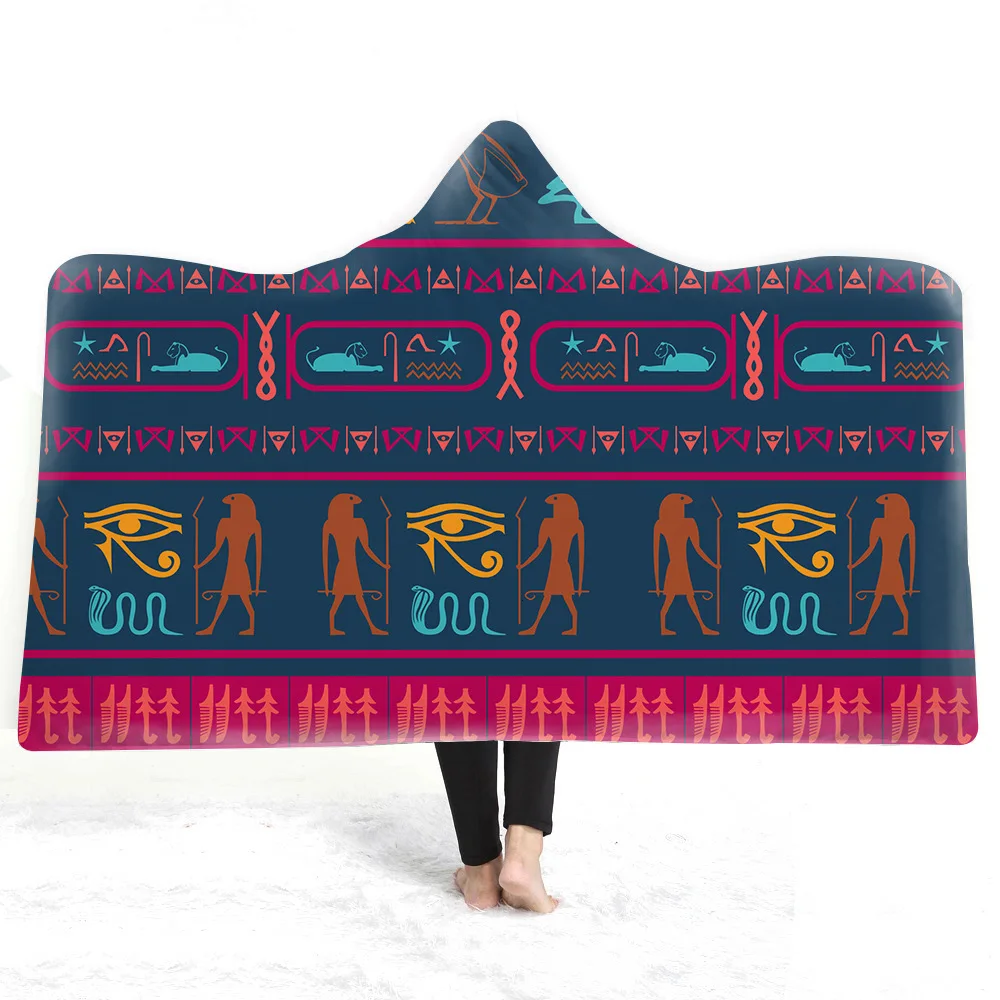 Древнее египетское одеяло с капюшоном 3D плюшевый, с принтом для взрослых детское шерстяное одеяло из микрофибры теплое покрывало одеяло для домашнего дивана