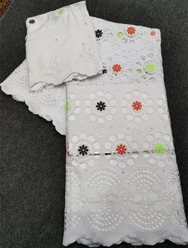 

nigerian lace fabrics swiss voile lace in switzerland embroidered white lace fabric high quality 2+5yards cotton lace HL-A36
