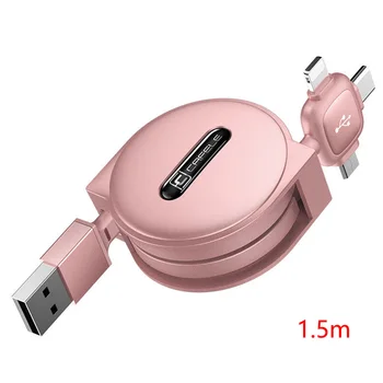

Power ABS Triple Android 3 In 1 Charger Universal Retractable Data Cable Cord Micro USB Mobile Phone Type C Connector