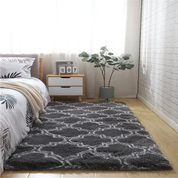 

Nordic plush rug bedroom bedside carpet encryption thickened rectangular floor mat soft and comfortable children crawling rug