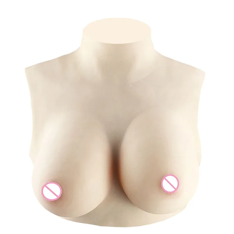 5th Generation Silicone/Cotton Breast Forms Realistic Breastplate High Collar Crossdressing Skinspot Transgender Cosplay |