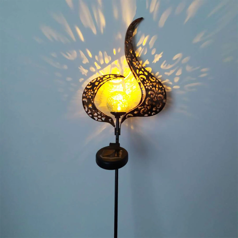 2 Pcs Lawn Garden Wand Shaped Decorative Solar Lamp Waterproof Wrought Iron Courtyard Landscape Led Ground Pathway