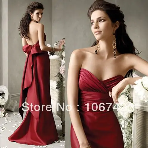 

2016 hot Sale free Shipping Best Seller New Style Sexy Bride Wedding Custom Size Bow Dinner sweetheart pleat bridesmaid Dress