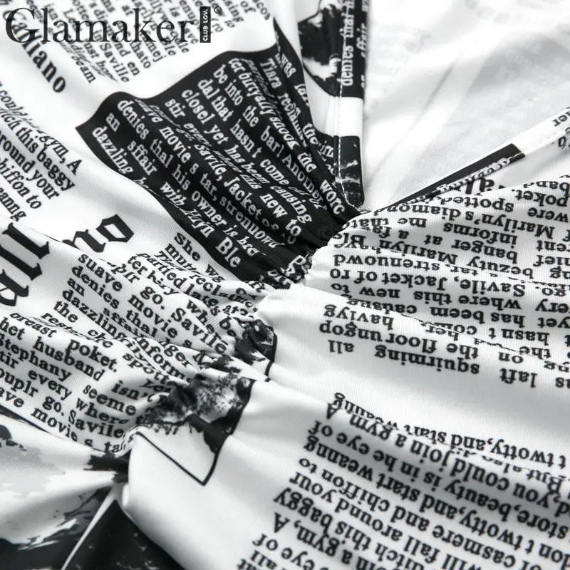 Glamaker, с буквенным принтом, сексуальное, с v-образным вырезом, винтажное платье, черные, короткие, вечерние, для клуба, бодикон, мини-платье, с длинным рукавом, тонкое, облегающее платье, осень