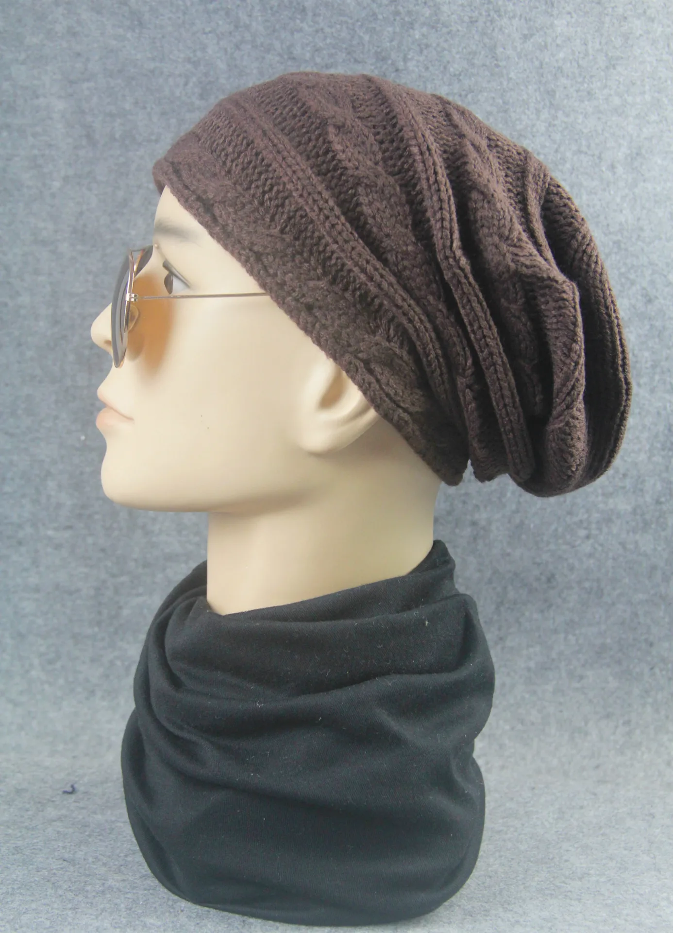 Длинная однотонная вязаная шапка бини теплая шерсть Gorro плетеное зимние шапки для мужчин и женщин досуг хип хоп тренд Двуцветные шапки