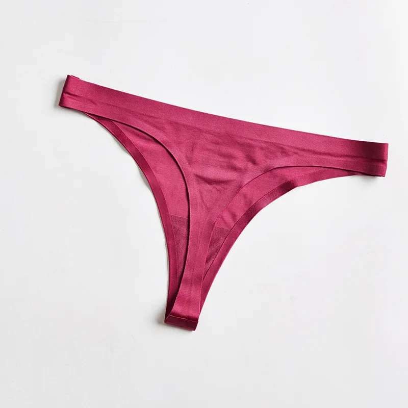 Fuchsia Бесшовные трусики женские трусы нейлоновые ультра-тонкие стринги с низкой посадкой нижнее белье шелковые трусы женское нижнее белье размера плюс - Цвет: Fuchsia