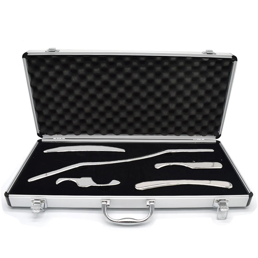 

RIGHTBEST iastm 5 pcs per set Free shipping iastm Stainless Steel Gua Sha Tools Set Guasha Board Body Massage Tool graston