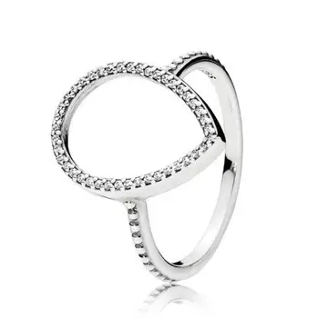 

Authentic 925 Sterling Silver Ring Teardrop Silhouette Rings With Crystal For Women Wedding Party Gift Fashion Jewelry
