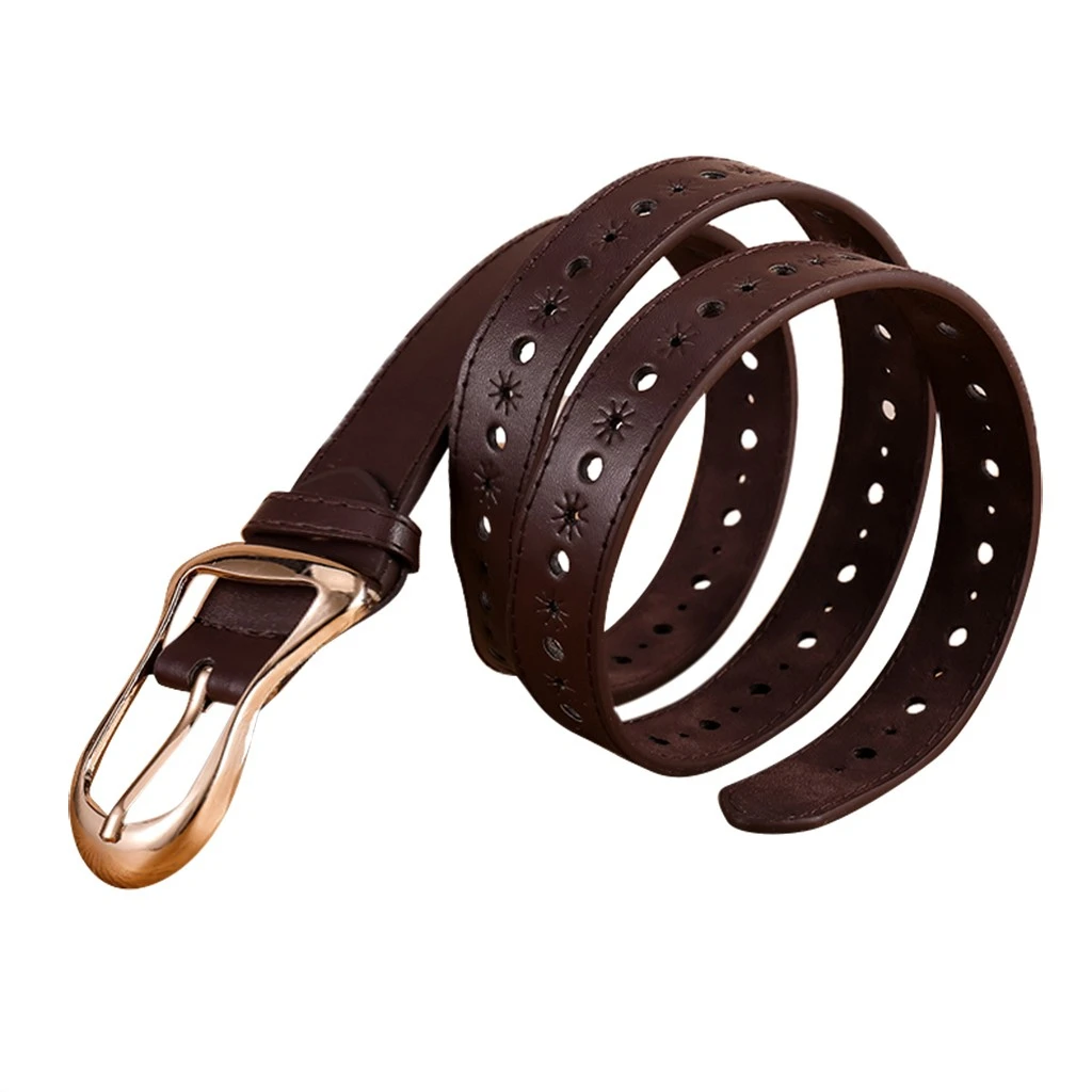 Women Fashion Wide Leather Belt Pure Color Waistband Carved Cow Skin Belts For Jeans Top Quality Female Straps Vintage Femme 916