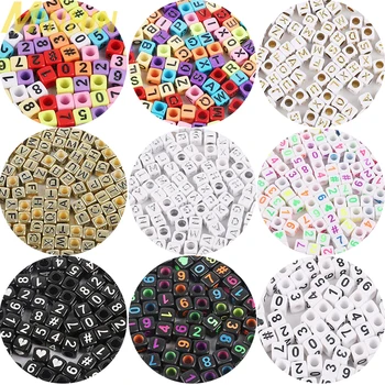 

MINHIN 100pcs/lot 6x6mm Acrylic Square English Alphabet Letter Beads For DIY Jewelry Making Charms Bracelet Necklace Accessories