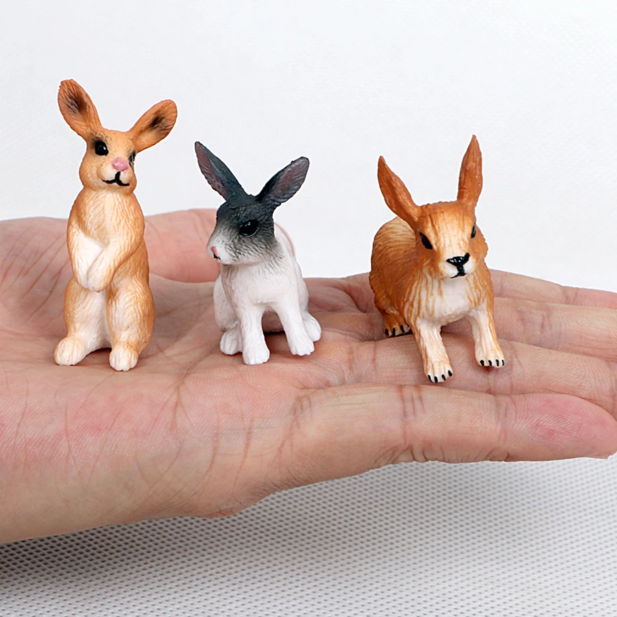 

Simulation Small Rabbit animal models toys figurine with Different Forms,plastic Decoration educational toy Gift For Kids