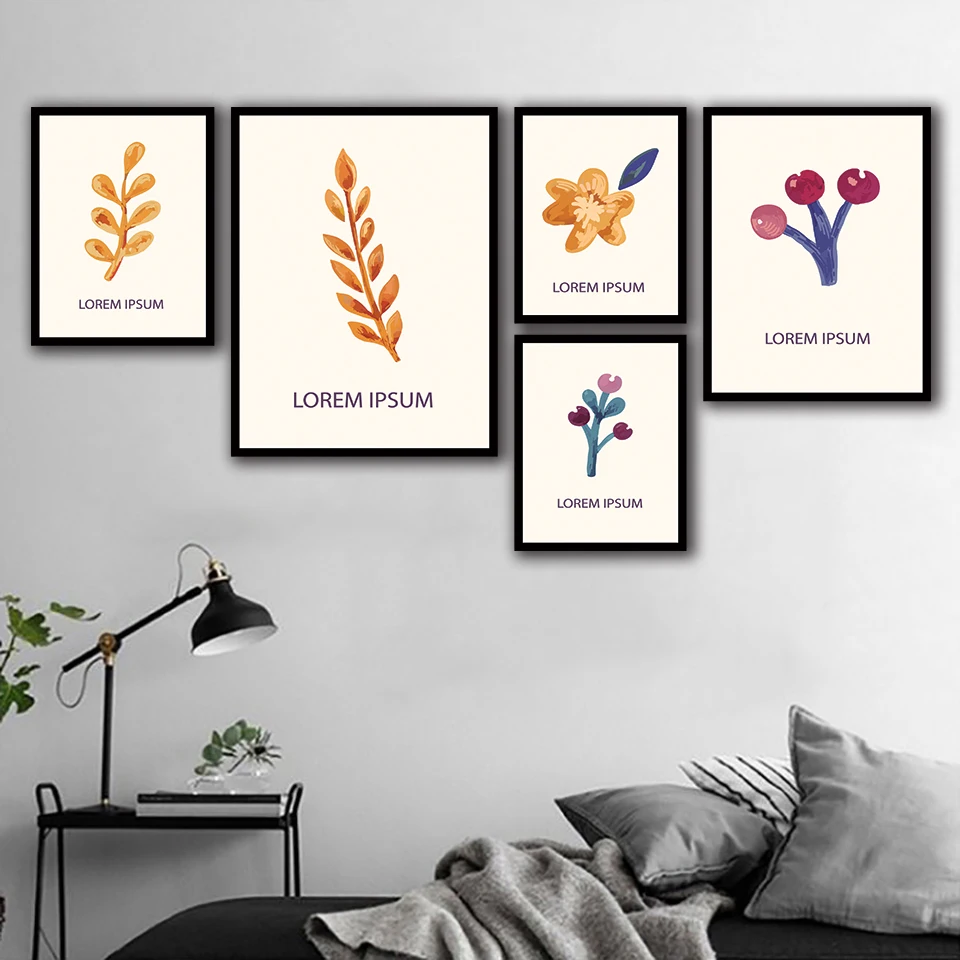 

Abstract oil painting golden branches LOREM IPSUM Nordic Style Wall Art Canvas Print Painting Modern Living Room Decor Picture