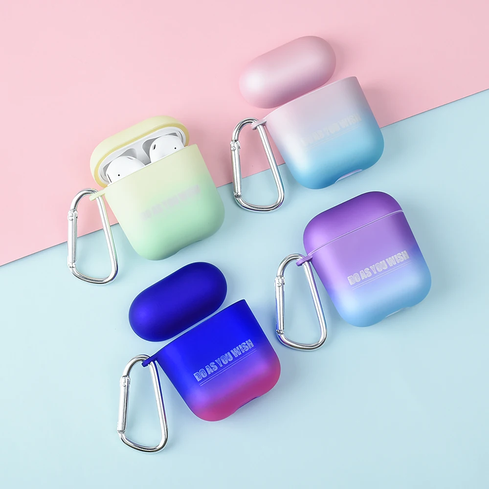 

Gradient Earphone Case For Apple Airpods Case Cover Charging Box Protective Shell TPU Hard PC Case For AirPods Fundas With hook