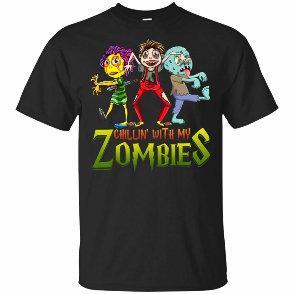 Костюм на Хеллоуин Chillin With My Zombies забавный подарок футболка для мальчиков размер