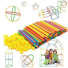 100Pcs Kinder Kunststoff Strohhalme Bausteine Bau Spielzeug Kinder Räumliches denken Spiele Montage Spielzeug
