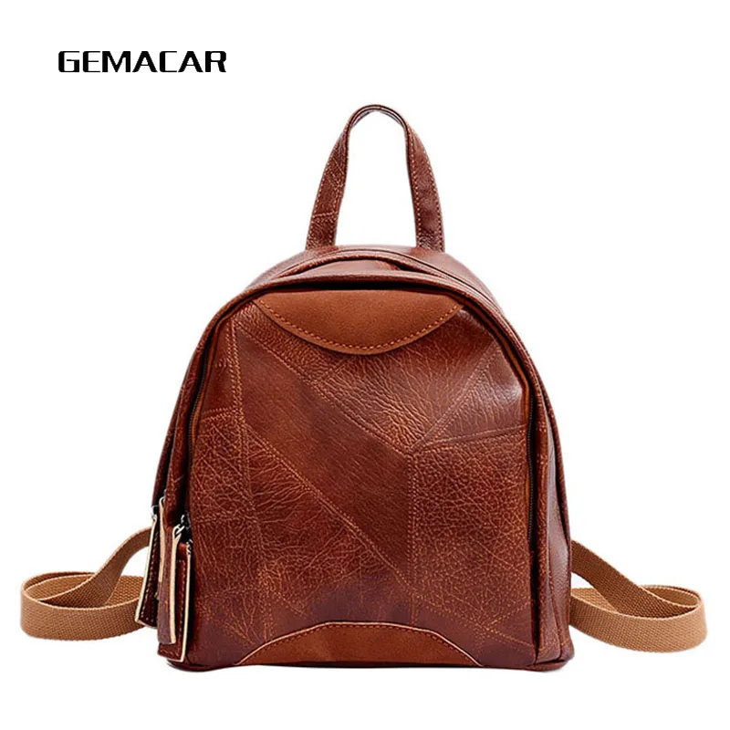 

Small Women Bag Retro Imitation Leather Mini Backpack Fashion A Little Bag High Quality Exquisite Simple Solid Color Backpack