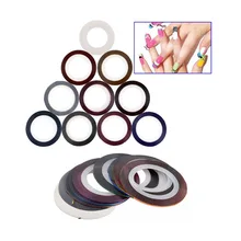 Наклейки для ногтей аксессуары 12 Ленточные резинки цветные чертёжные линии наклейки для ногтей маникюра Золотая и серебряная линия