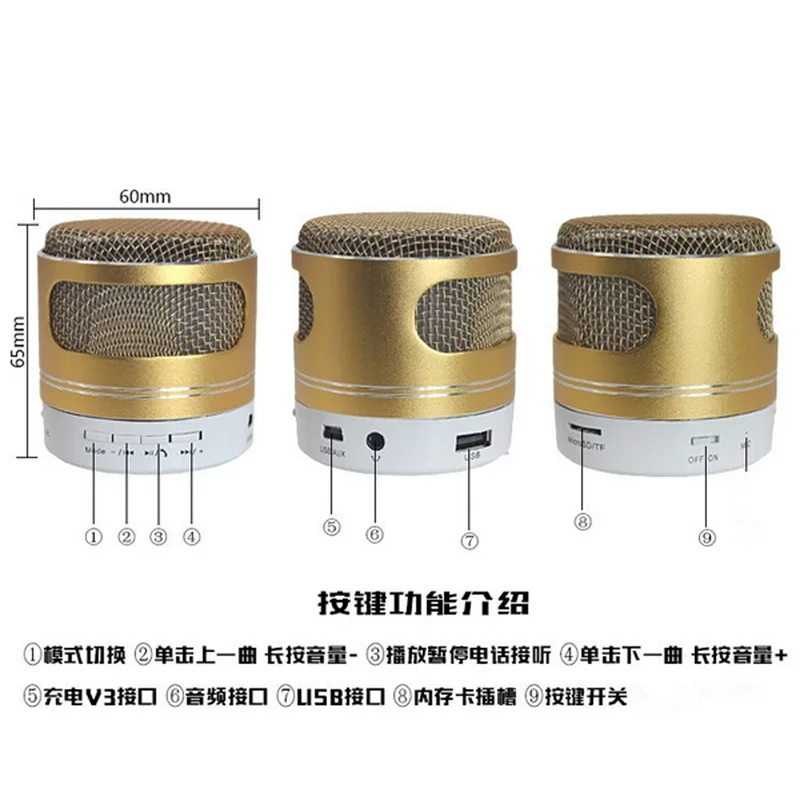 A9D Мини Bluetooth колонки с микрофоном Стерео Саундбар Поддержка FM радио TF карта светодиодный портативный динамик с металлической поверхностью музыкальный центр