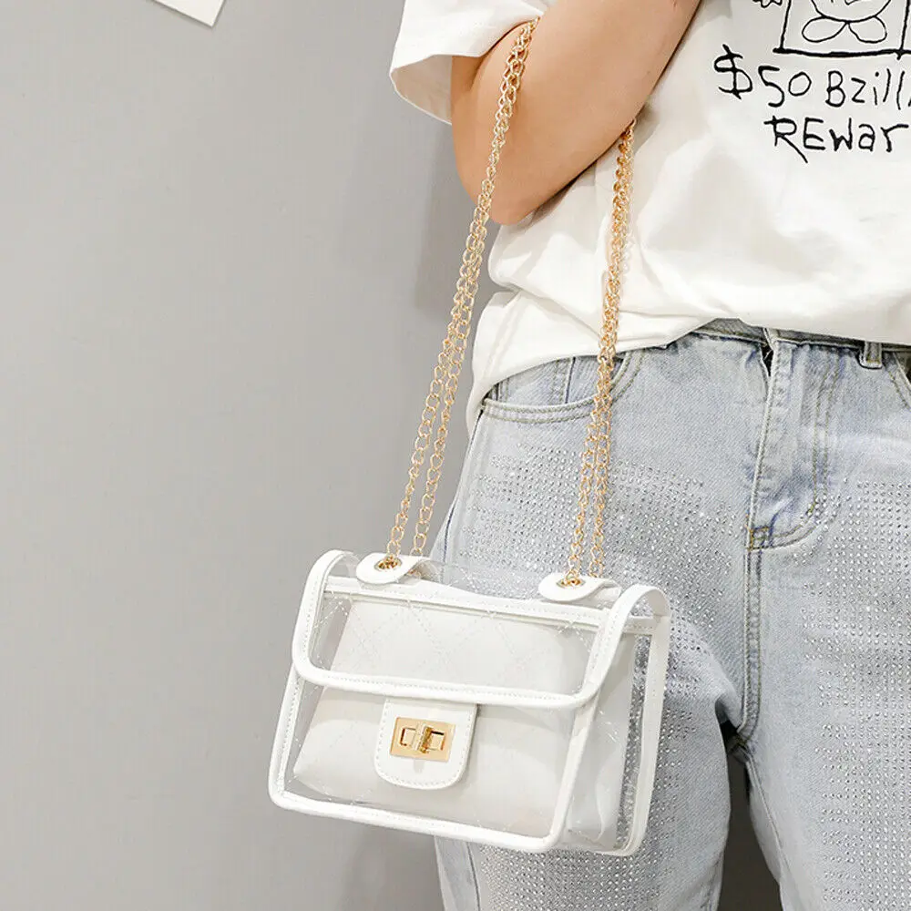 2019 модные трендовые женские прозрачные ПВХ сумки через плечо пляжные Сумка на