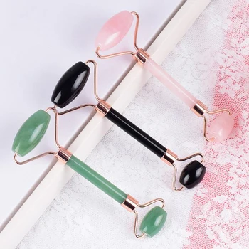 

Facial Roller Jade Stone Massager Natural Green Aventurine Jade Roller Massage Healing Crystal Rose Quartz Roller Gua Sha Tool