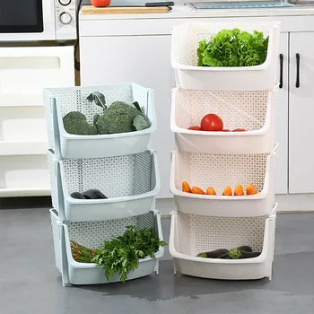 

Kitchen Storage Basket Large Stackable Vegetable Storage Basket Fruit Rack Multifunctional Storage Shelf For Kitchen One Layer