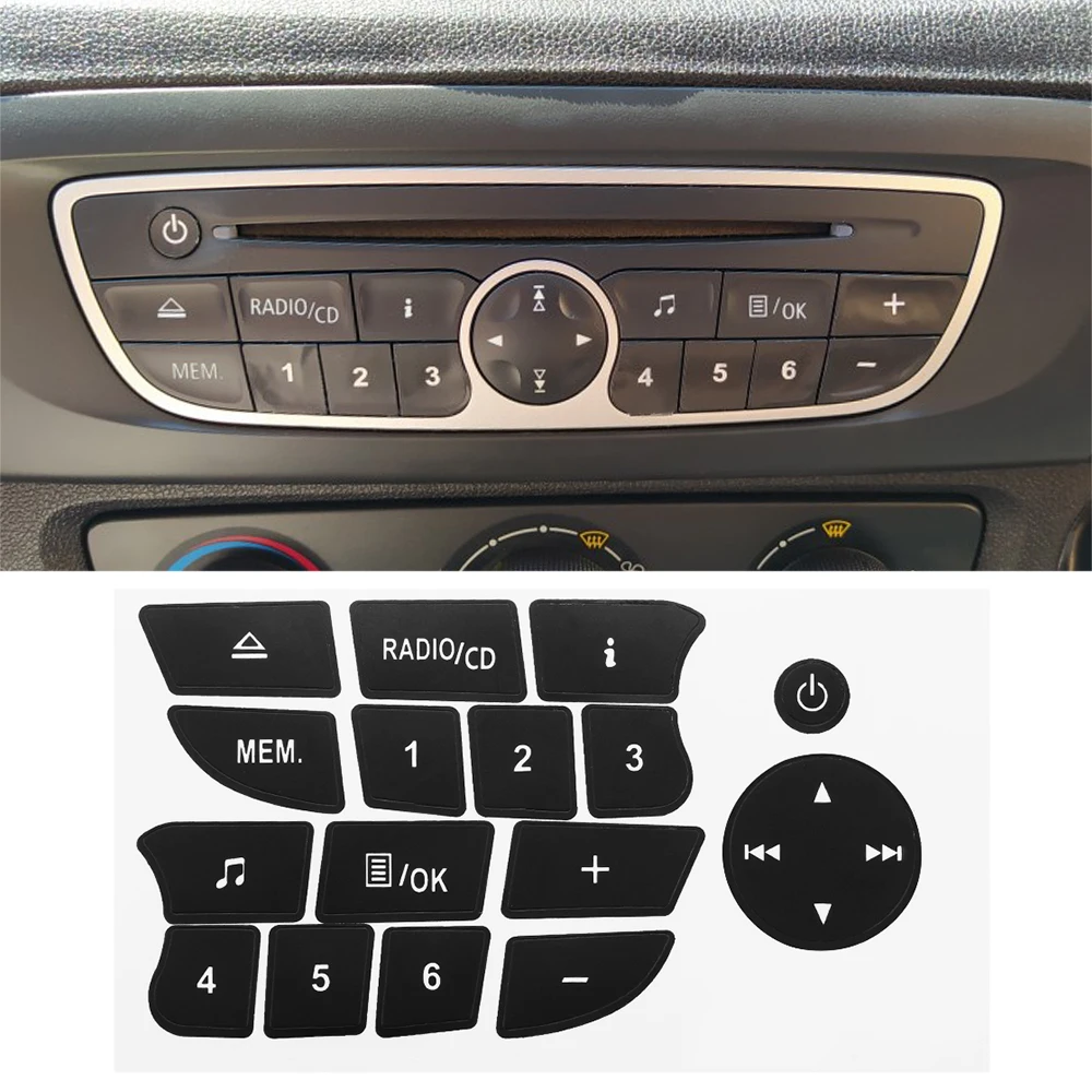 New Car Button Repair Stickers Cd Radio Audio Button Repair Decals Stickers  For Twingo For Renault Clio And Megane 2009-2011 - Car Stickers - AliExpress