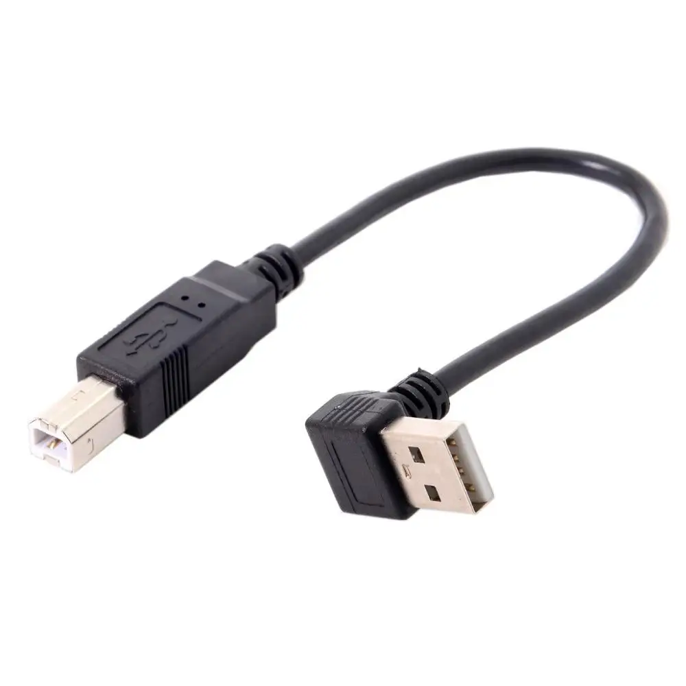USB кабель 90 градусов вниз угловой USB2.0 A штекер к USB2.0 B Мужской кабель принтера 20 см