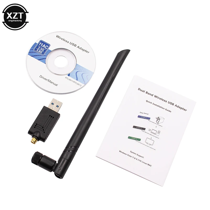 USB 3,0 1200 Мбит/с Wifi адаптер 5DBI двухдиапазонный 5 ГГц 2,4 ГГц 802.11AC RTL8812BU Wifi антенна ключ сетевая карта для ноутбука Настольный